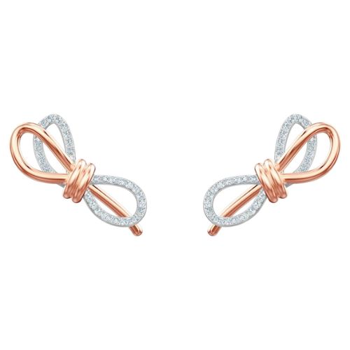 Boucles d'oreilles Swarovski Lifelong Bow, métal doré rose
